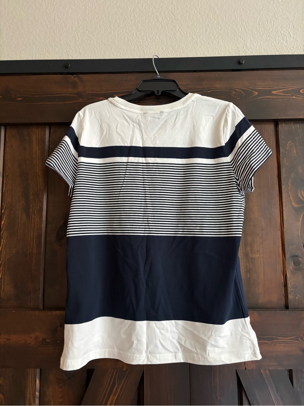 ❗️FINAL❗️Lauren Ralph Lauren Navy and White Short Sleeve Striped Crew Tee - Picture 2 of 7